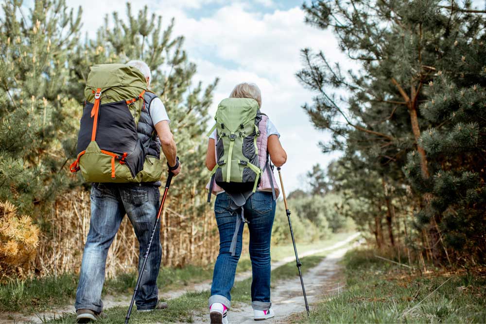 Retirees hiking